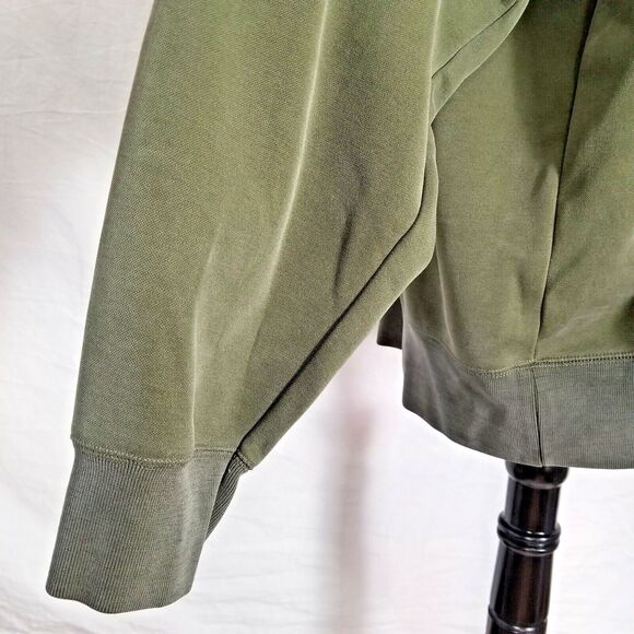 Orvis Men's Mock Neck Pullover Large Quarter Button Leather Accent Outdoor Green - Picture 8 of 11